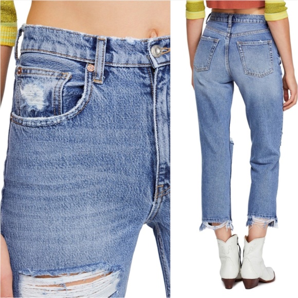Free People Lita Ripped Straight Leg Jeans - Picture 2 of 10